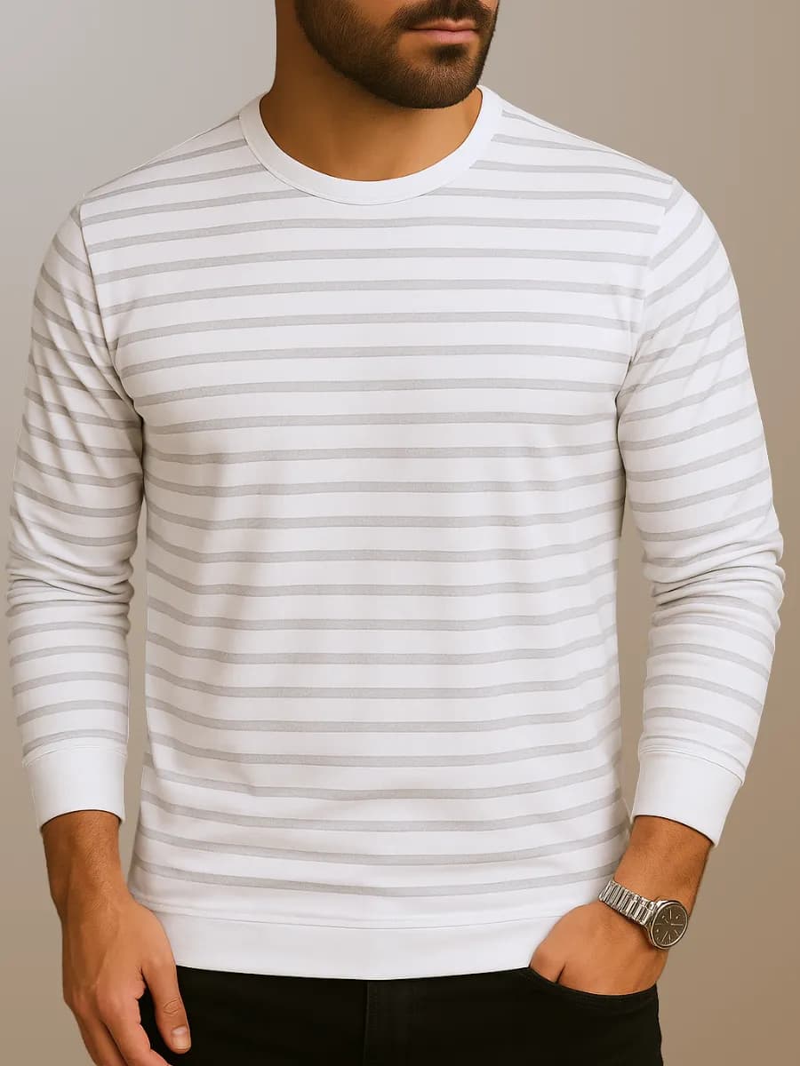 Лонгслив с длинным рукавом и принтом в полоску