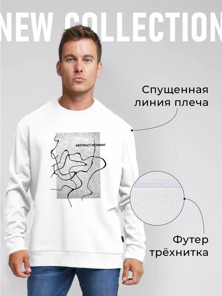 Толстовка мужская без капюшона с принтом - фото 1