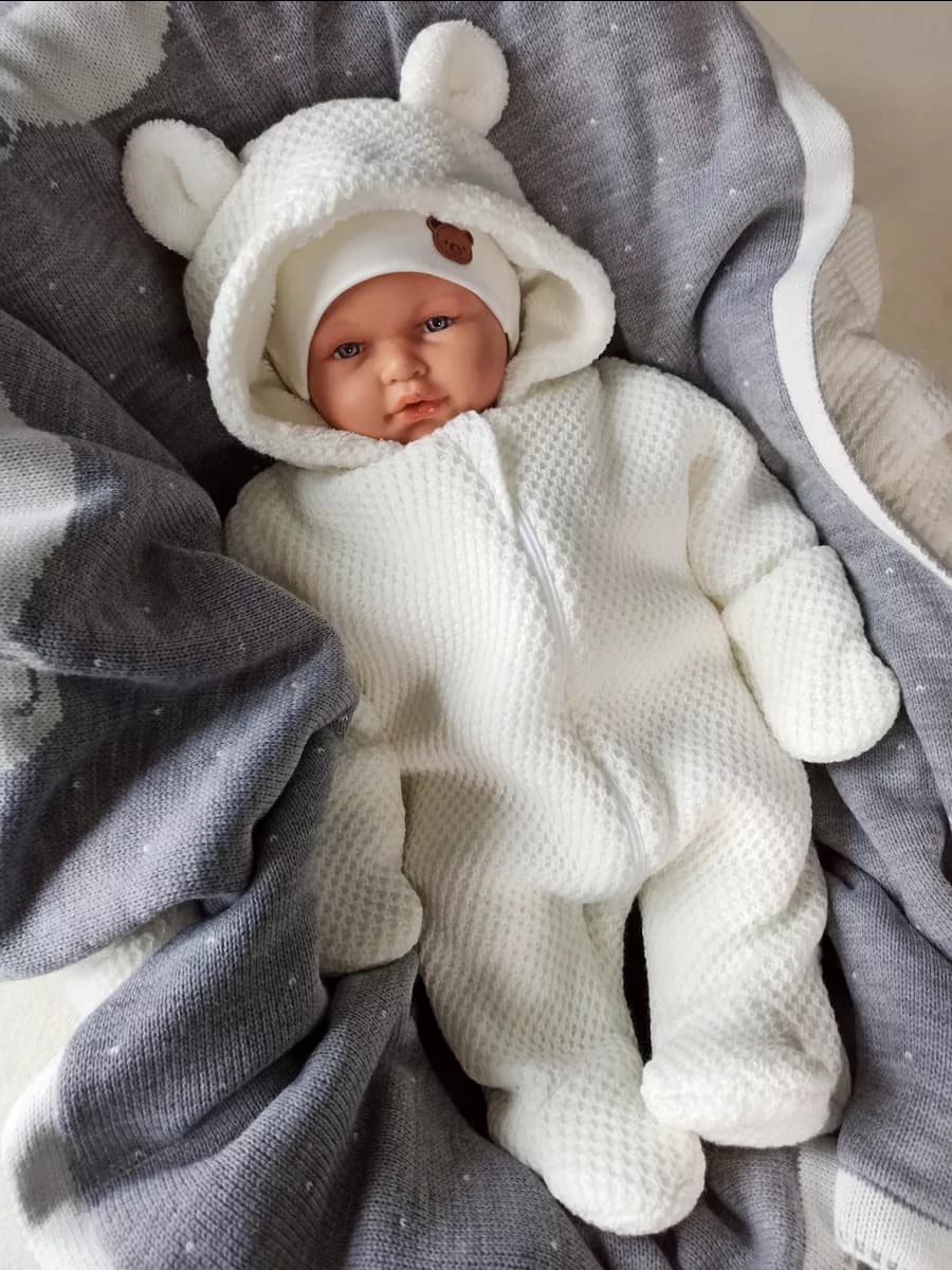 Комбинезон вязаный Мишка для новорожденных осень весна - фото 1