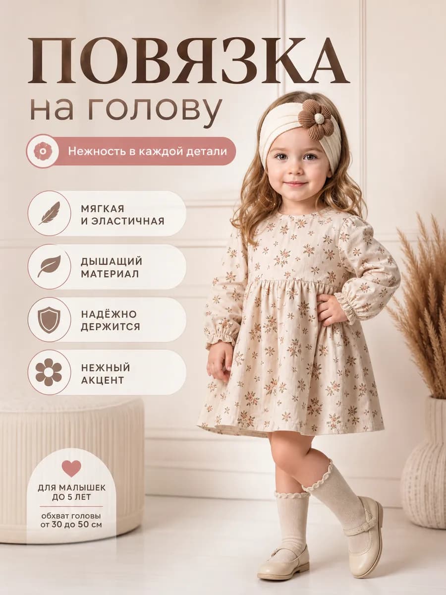 Повязка на голову для новорожденного цветок