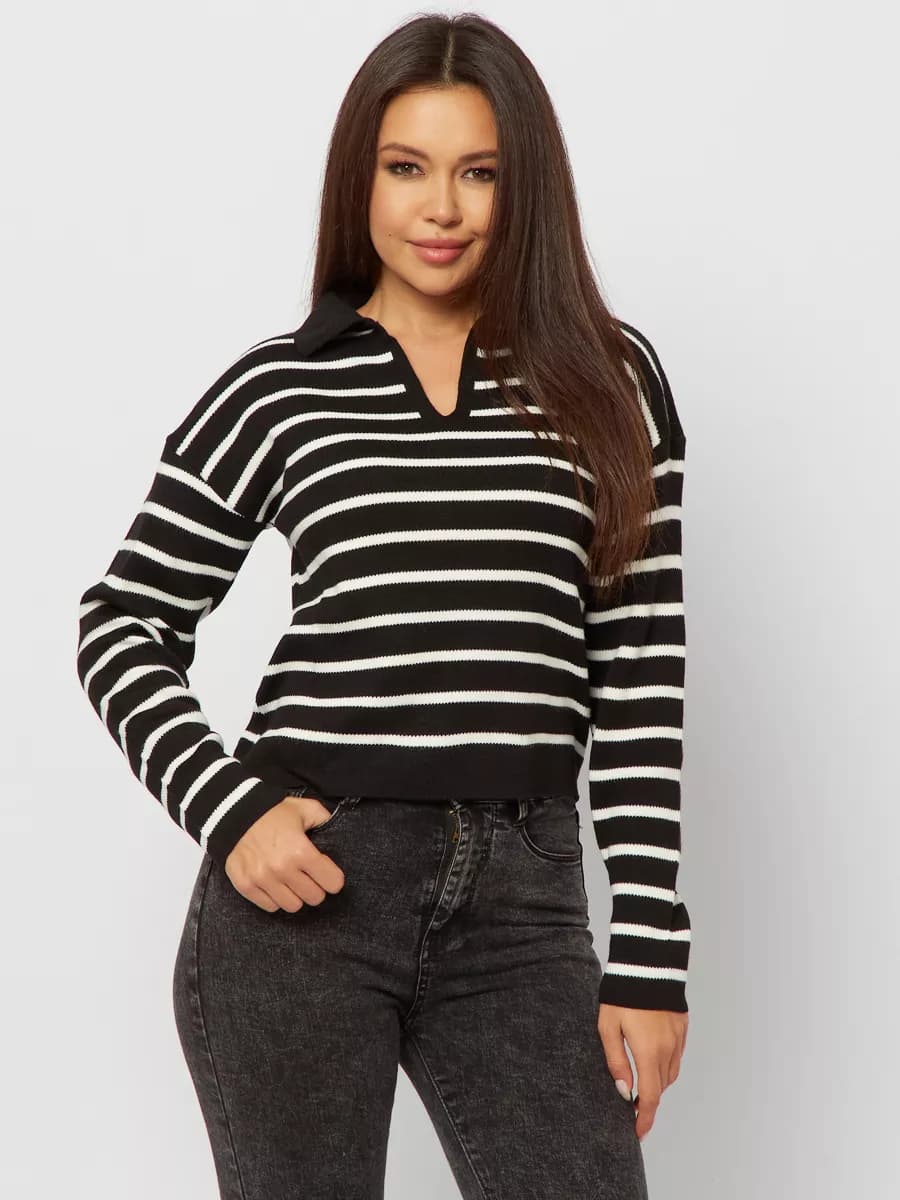 Джемпер поло в полоску