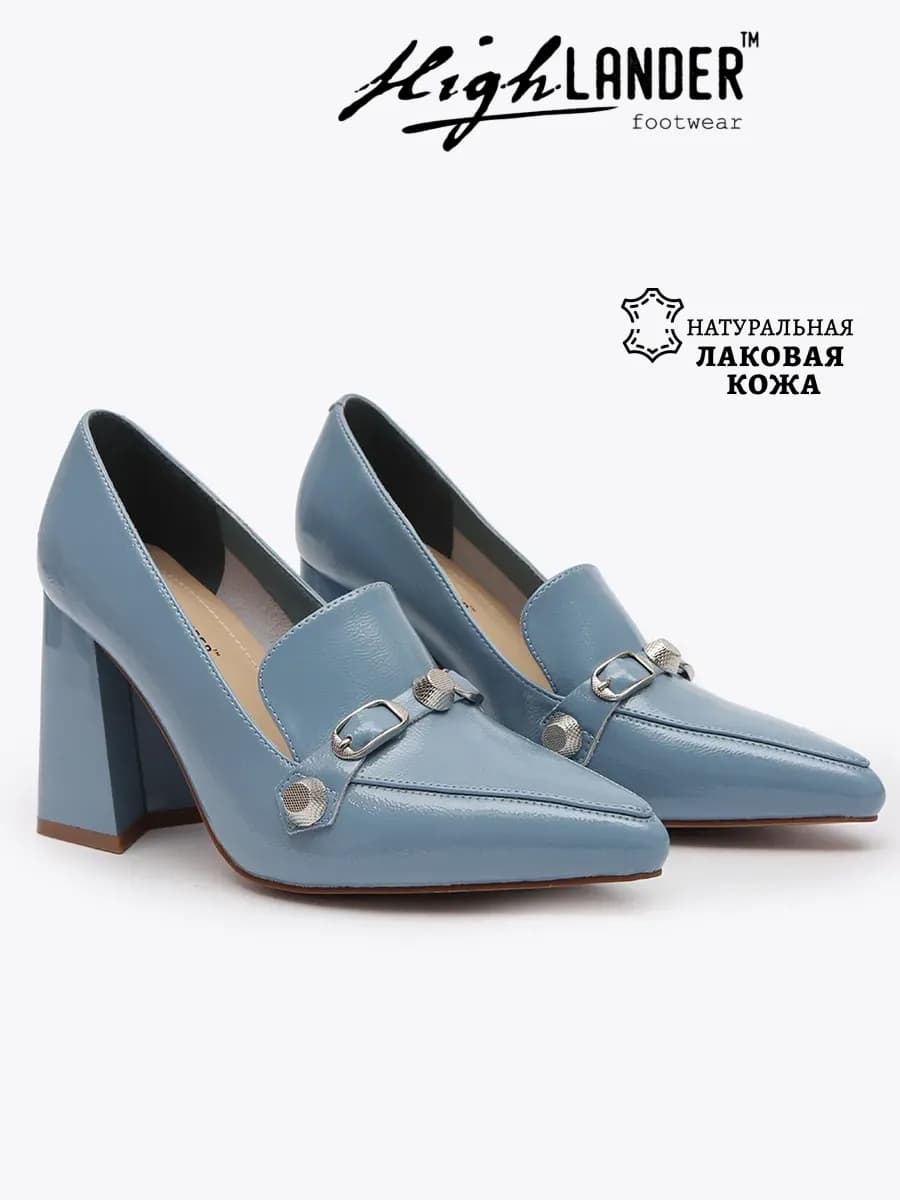 Кожаные лаковые туфли на высоком каблуке - фото 1