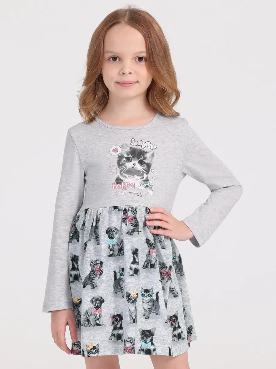 Платье в садик с длинным рукавом