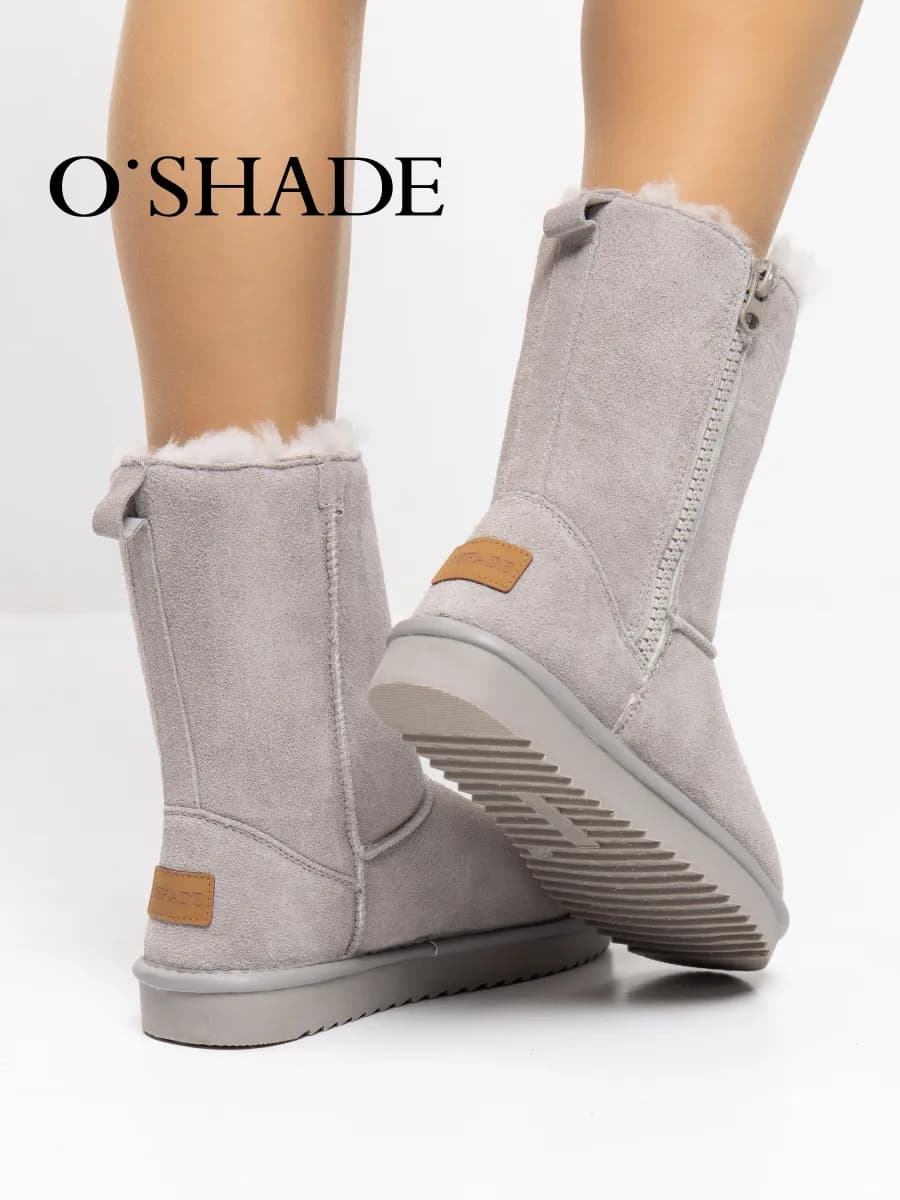 Угги женские зимние высокие серые