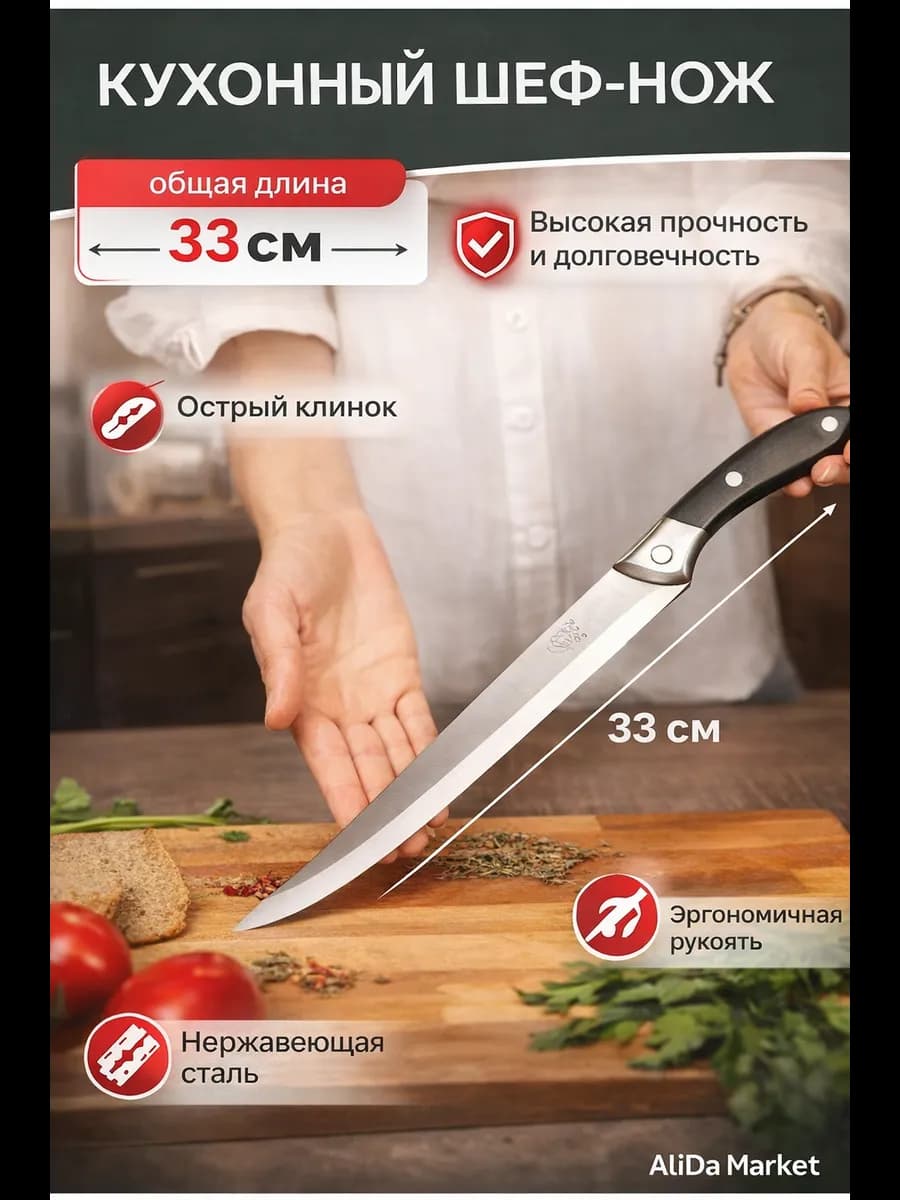 Нож кухонный универсальный профессиональный острый