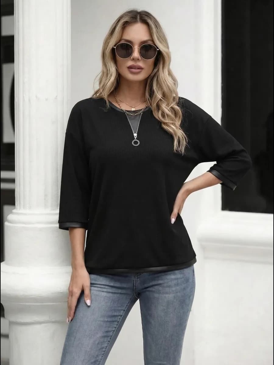 Кофта больших размеров офисная в рубчик нарядная