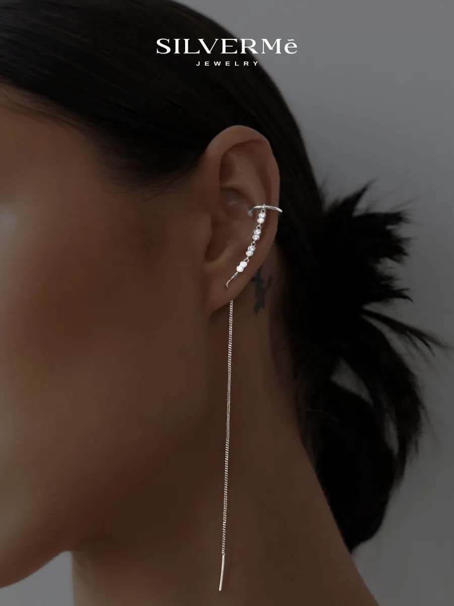 Серьги слейв кафф серебро 925