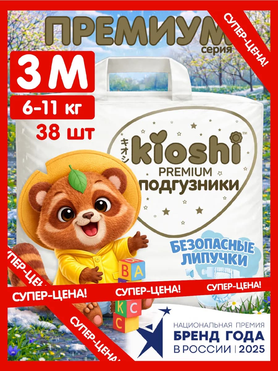 Подгузники Премиум 3 размер M 6-11 кг 38 шт