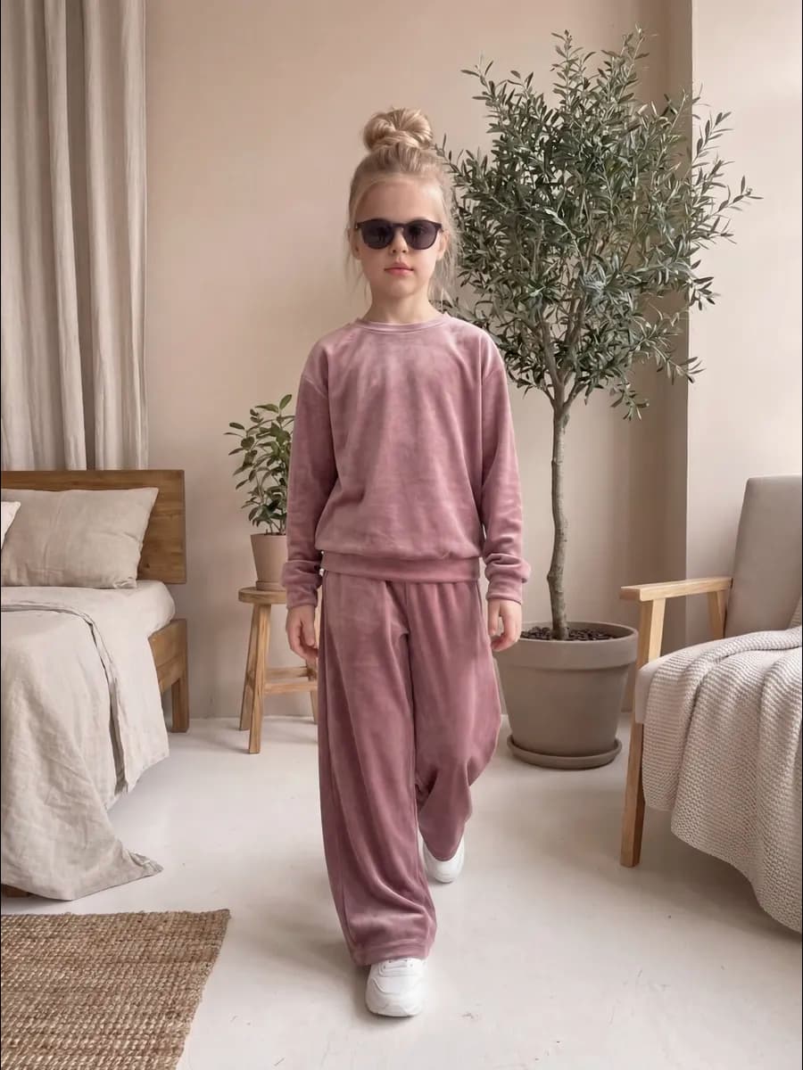 Велюровый костюм со штанами двойка