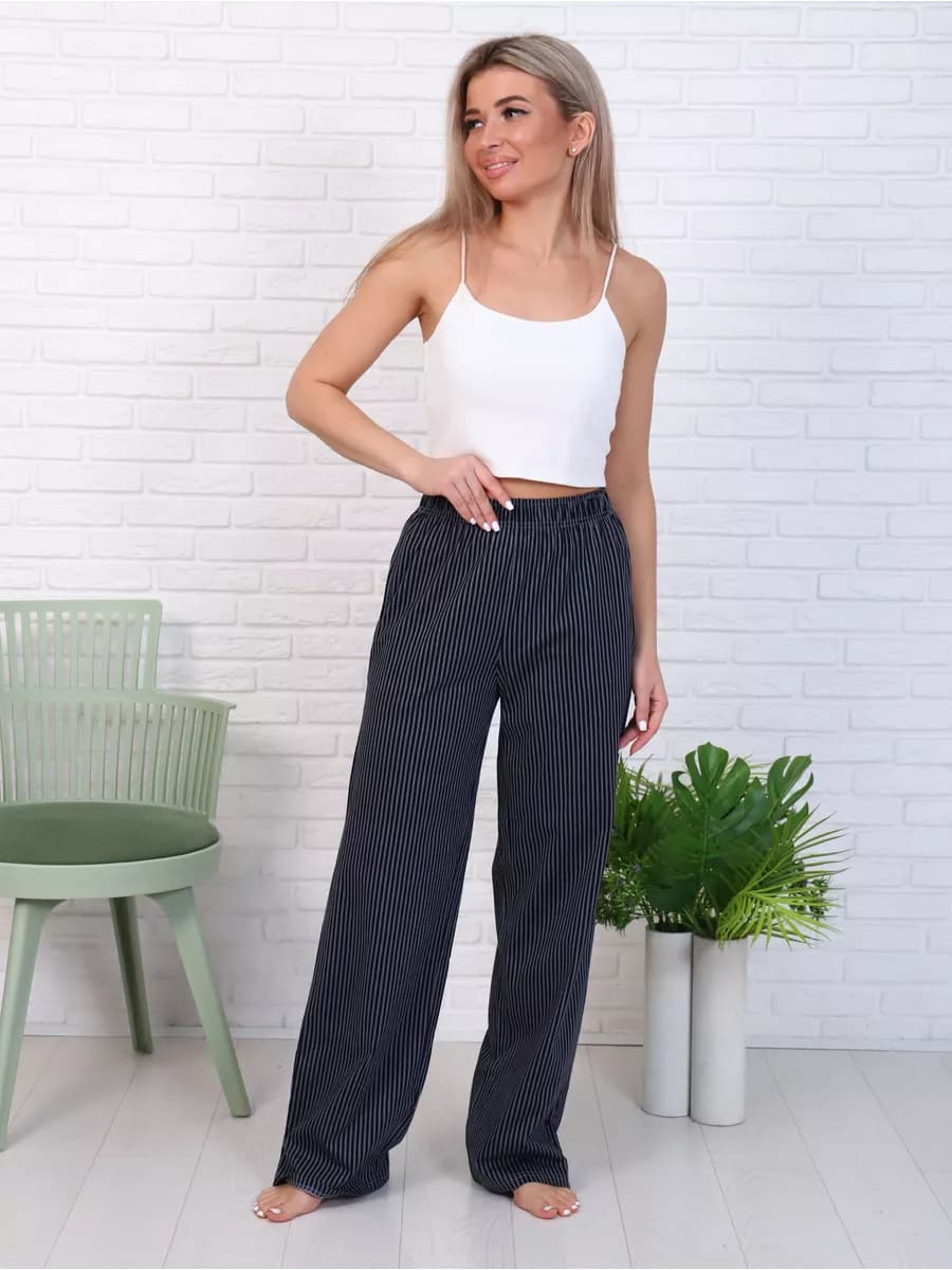 Брюки женские домашние палаццо штаны пижамные