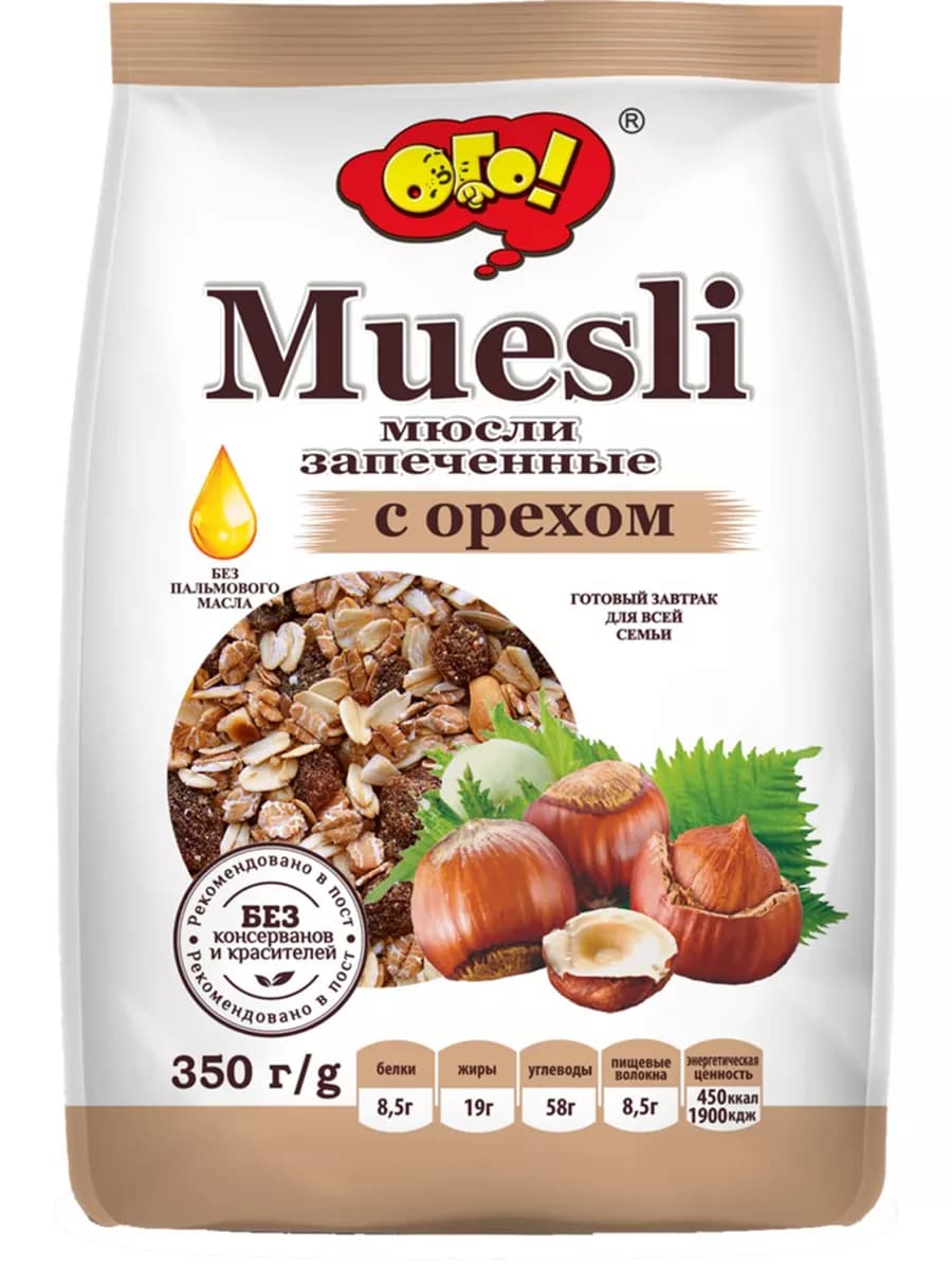 Мюсли запеченные с орехом, 350г - фото 1