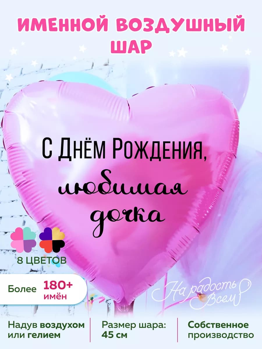 Шарики с днем рождения доченька