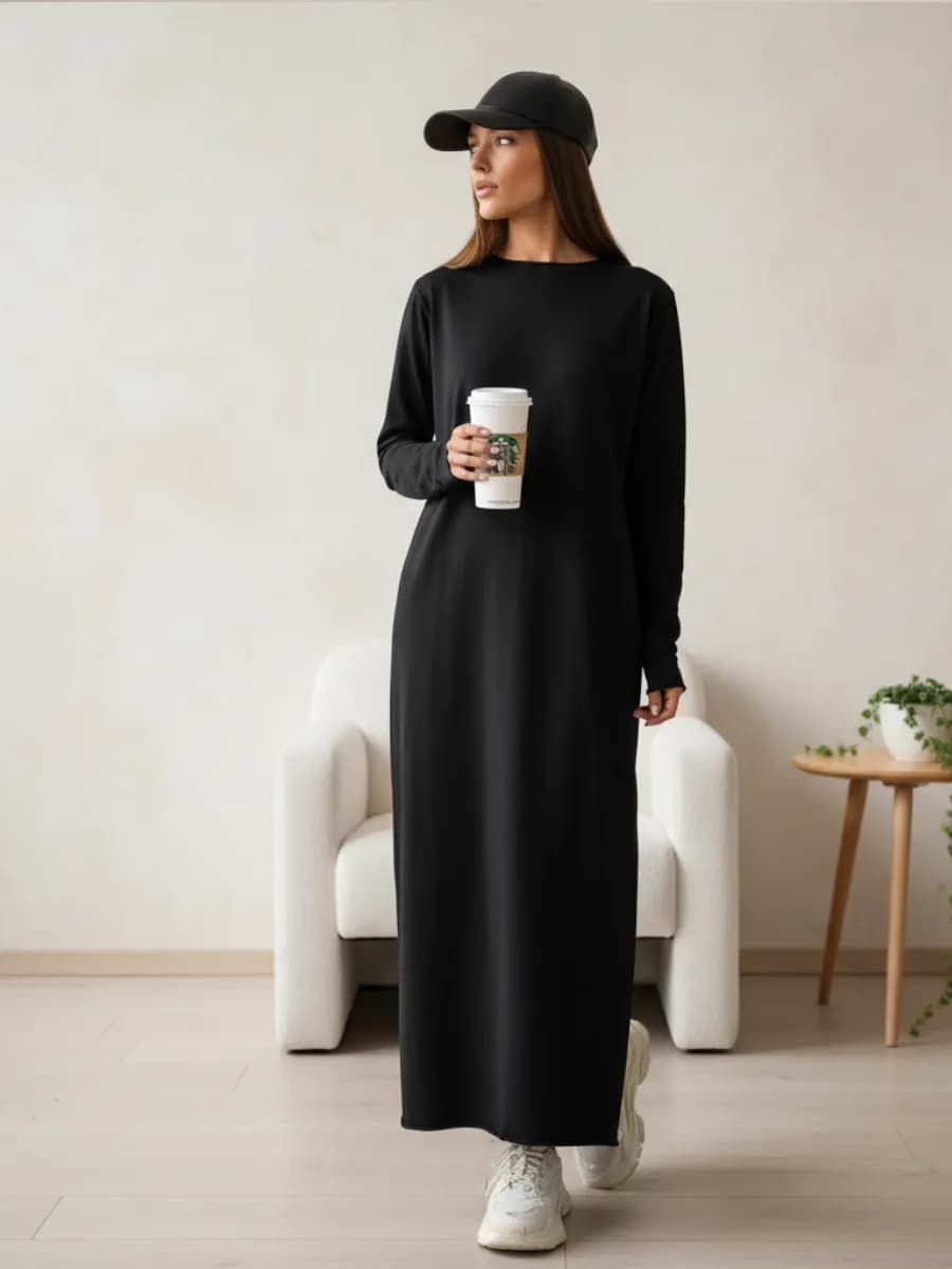 Платье трикотажное длинное в пол