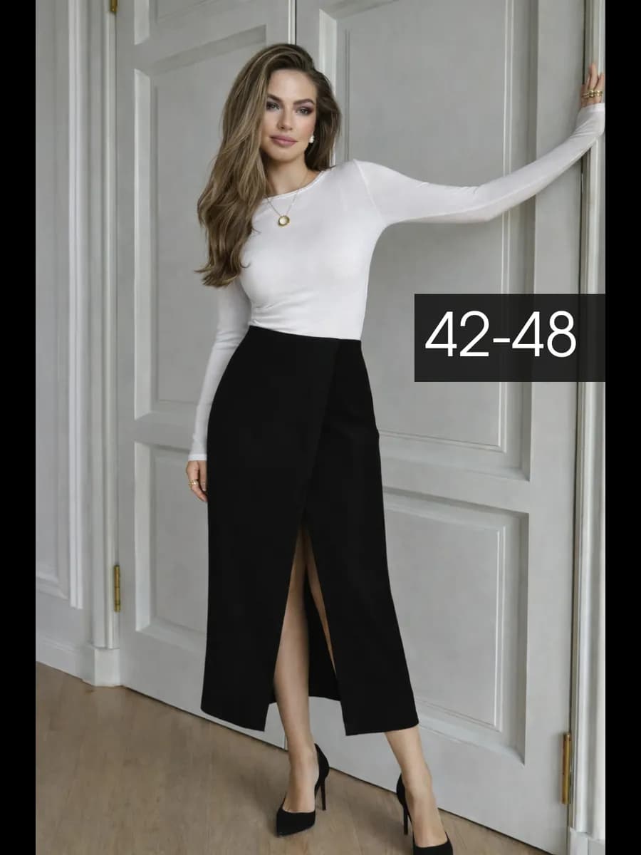 Юбка трикотажная миди офисная