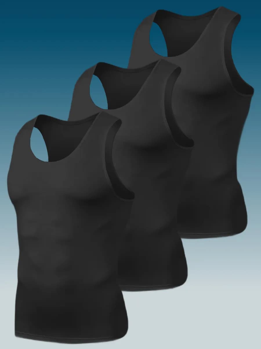 Майка бельевая черная хлопок борцовка 3 шт