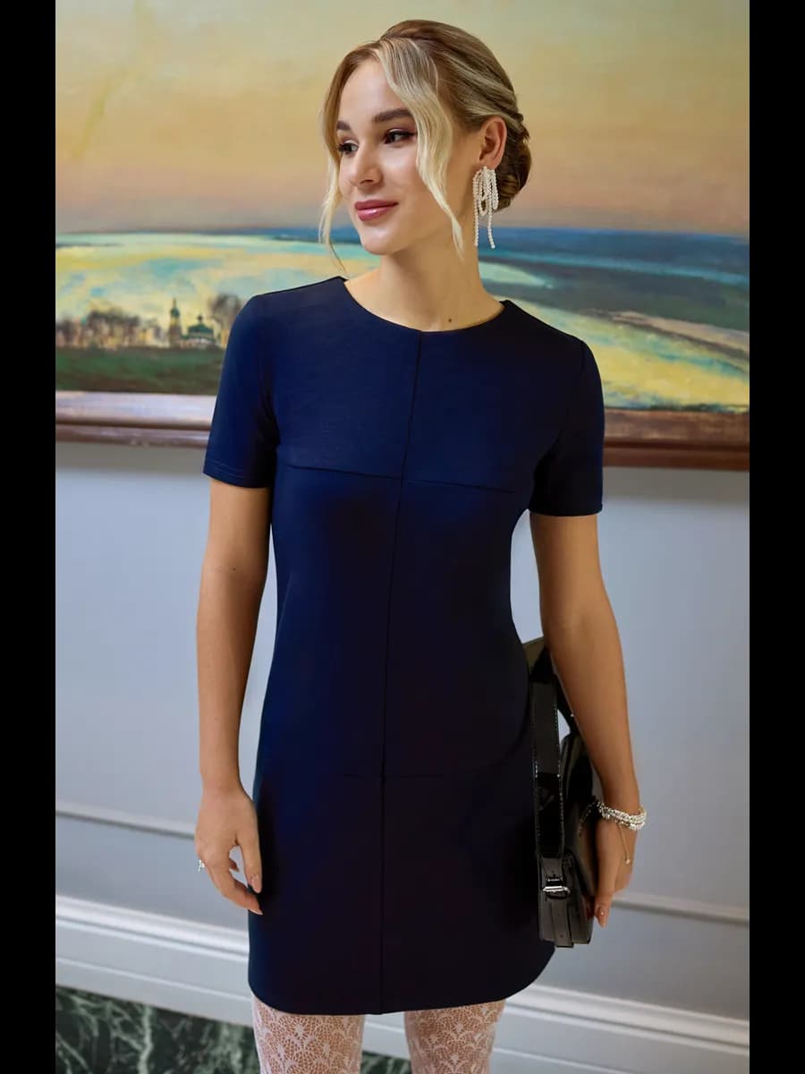 Платье школьное офисное с коротким
