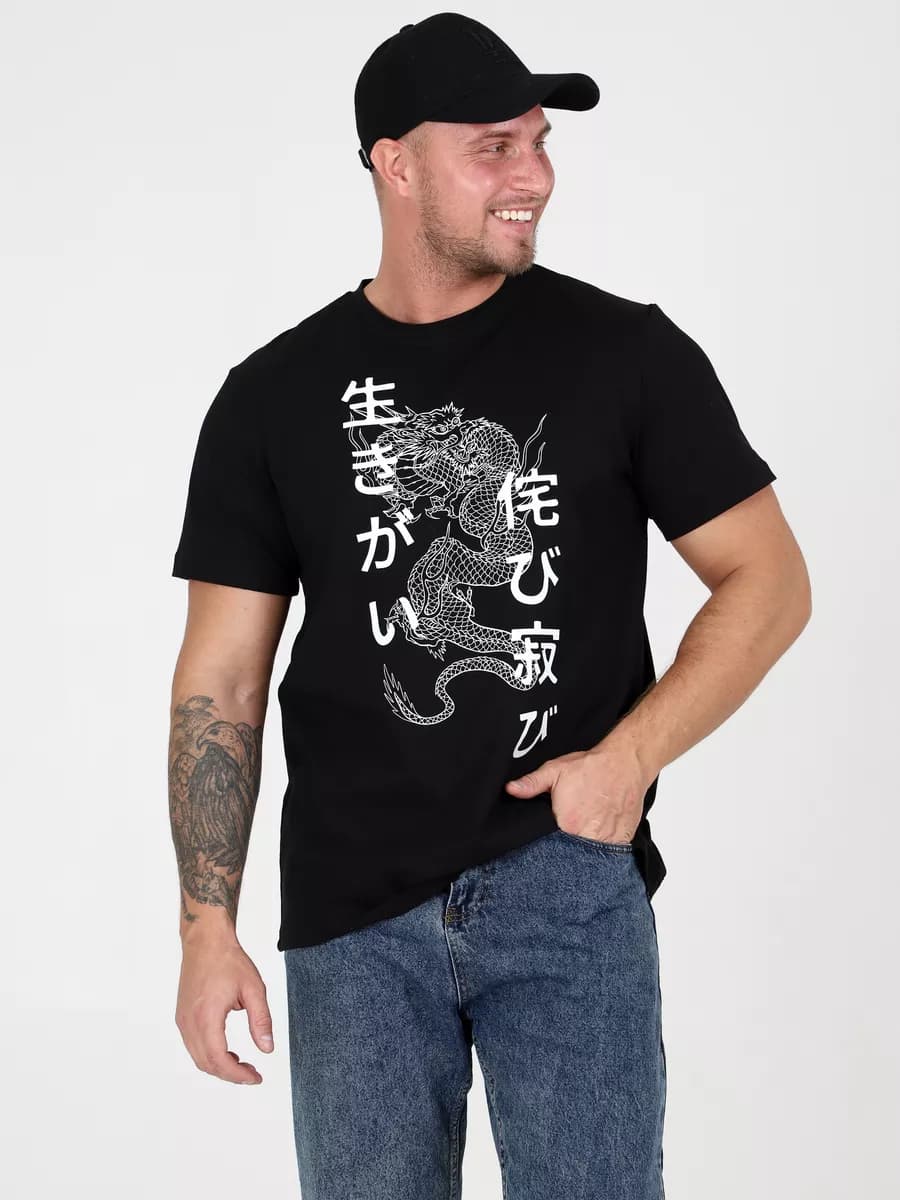 Футболка базовая принт большие размеры