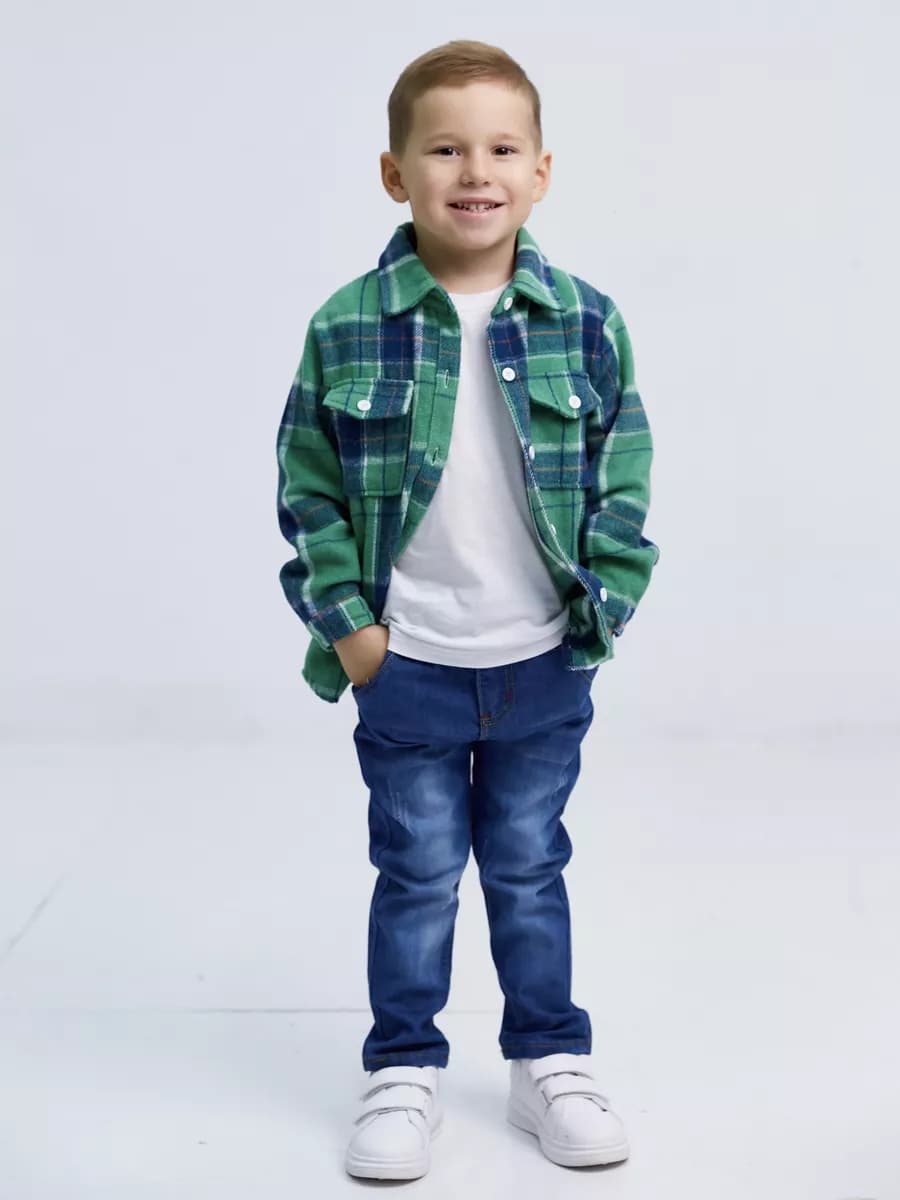 Рубашка в клетку модная детская