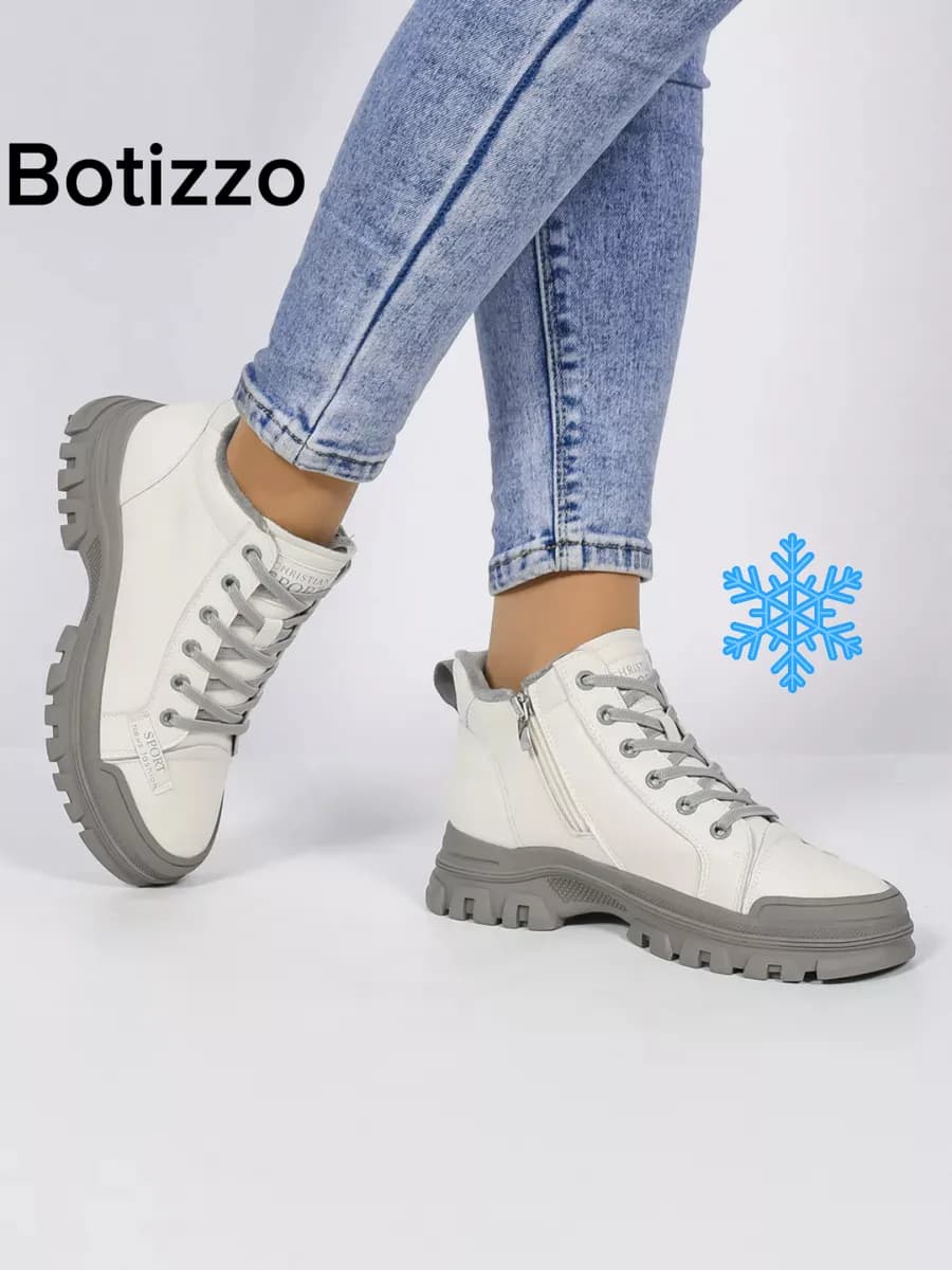 Ботинки зимние спорт натуральная кожа на меху - фото 1