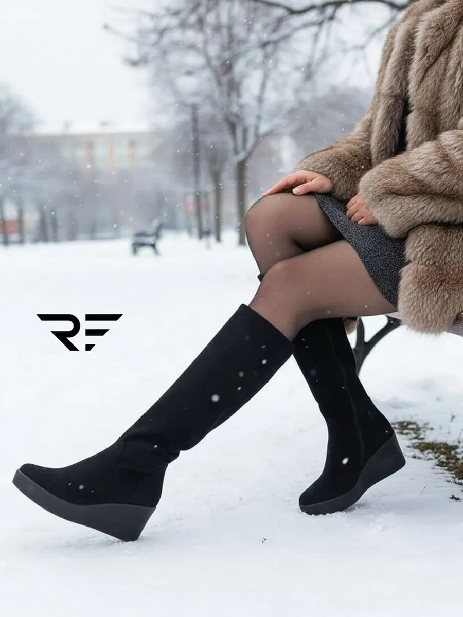 Сапоги зимние высокие на танкетке