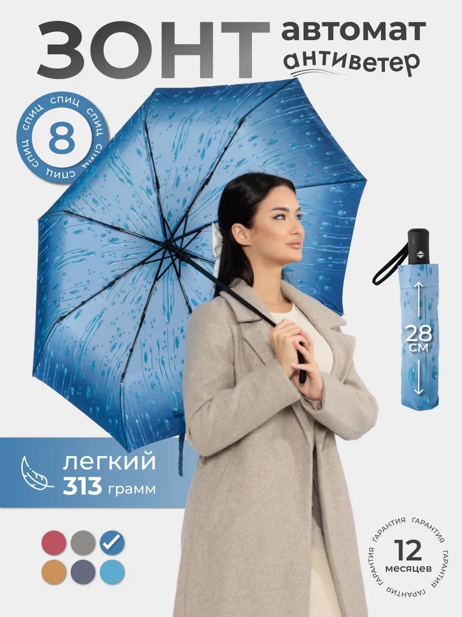 Зонт автомат антиветер складной