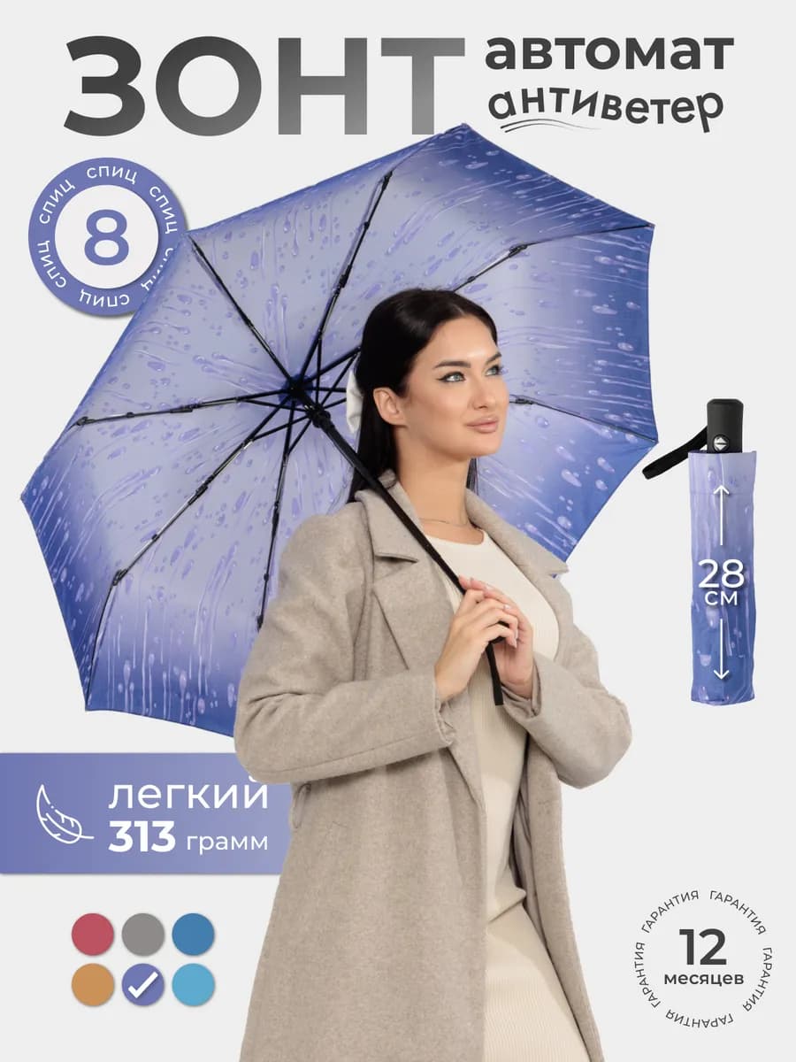 Зонт автомат антиветер складной