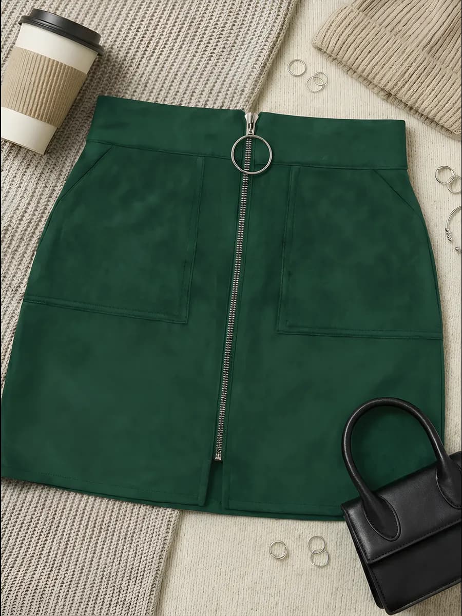 Юбка мини замшевая на молнии