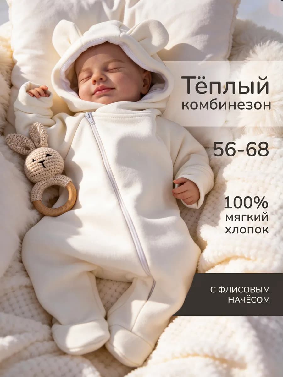 Комбинезон для новорожденных флисовый с начесом теплый