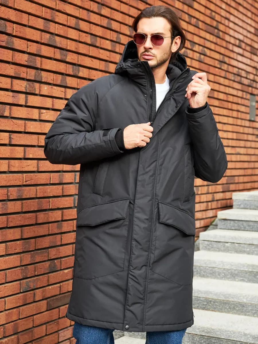 Куртка зимняя удлиненная с капюшоном