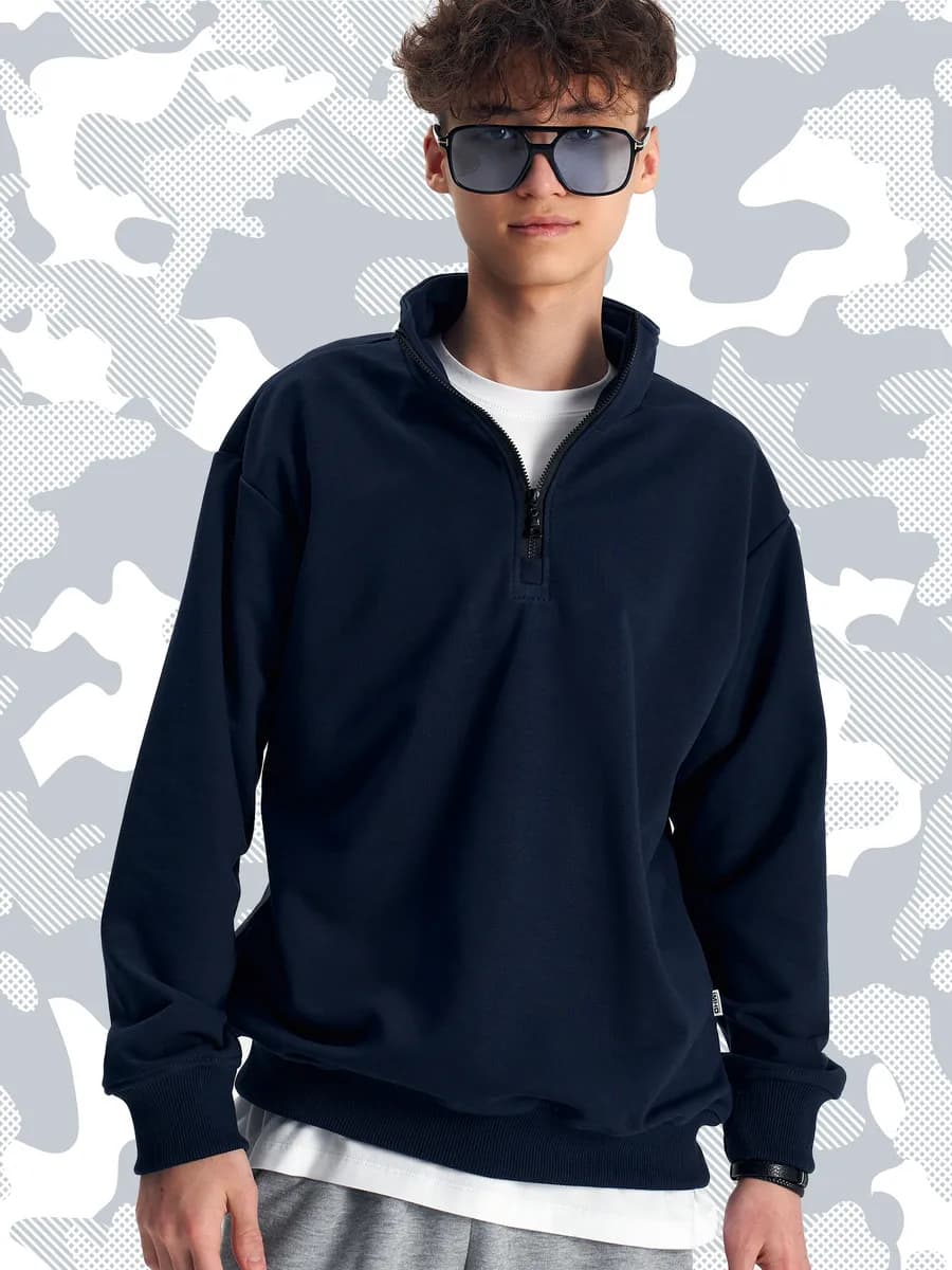 Толстовка для мальчика подростка олимпийка на молнии синяя