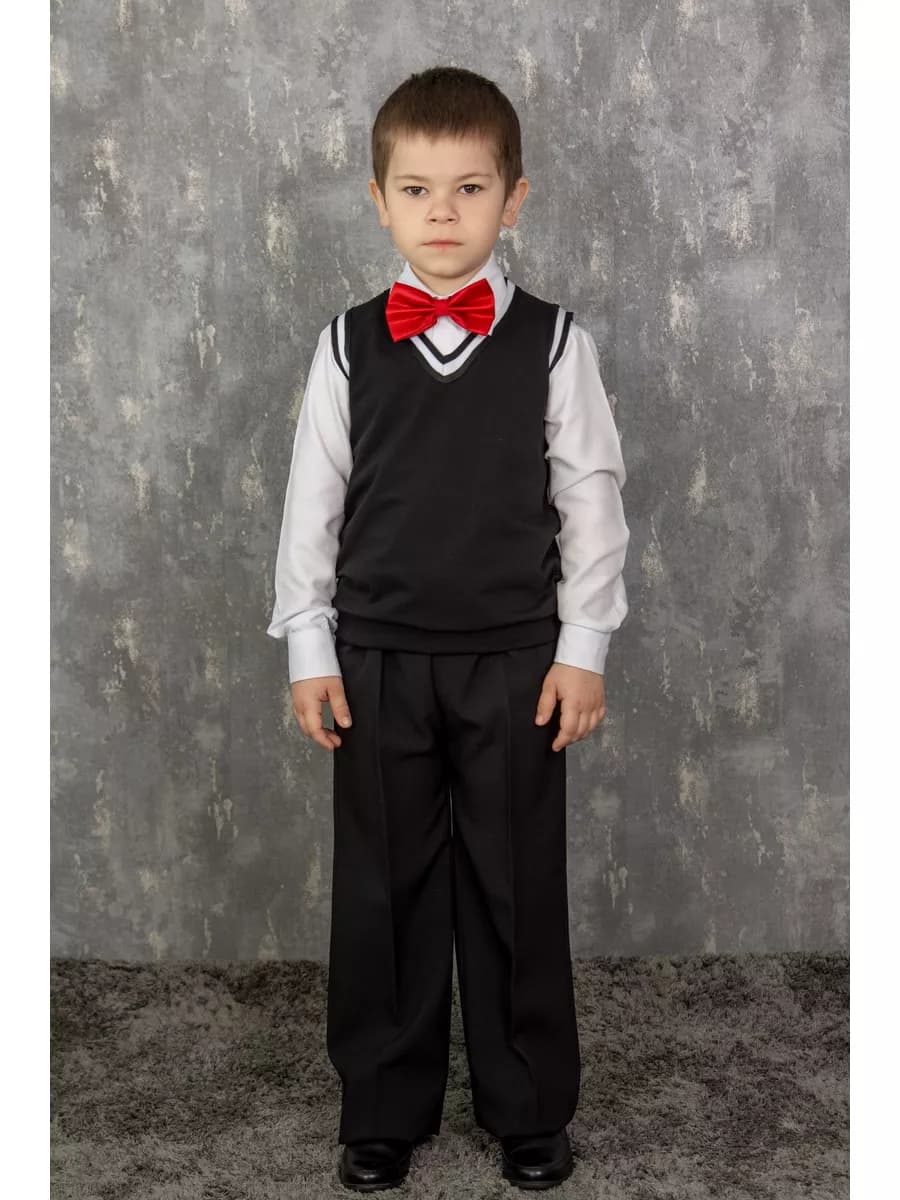 Брюки черные классические прямые на резинке на утренник