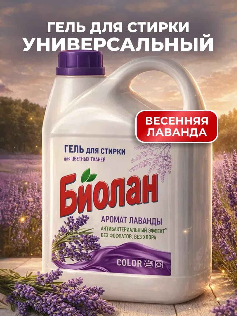 Гель для стирки универсальный антибактериальный лаванда