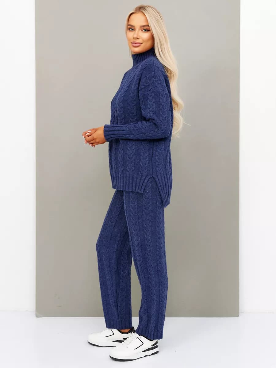 Вязаный костюм с брюками теплый оверсайз