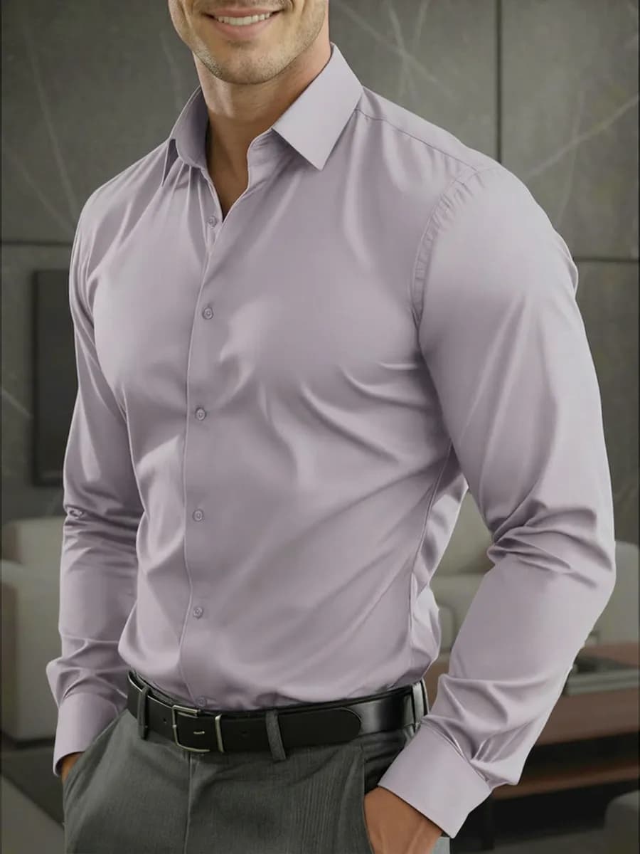 Рубашка классическая приталенная с длинным рукавом - фото 1