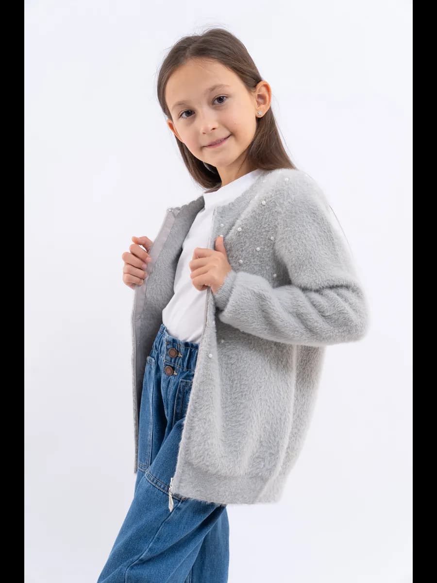 Вязаный свитер для девочки джемпер оверсайз в садик и школу