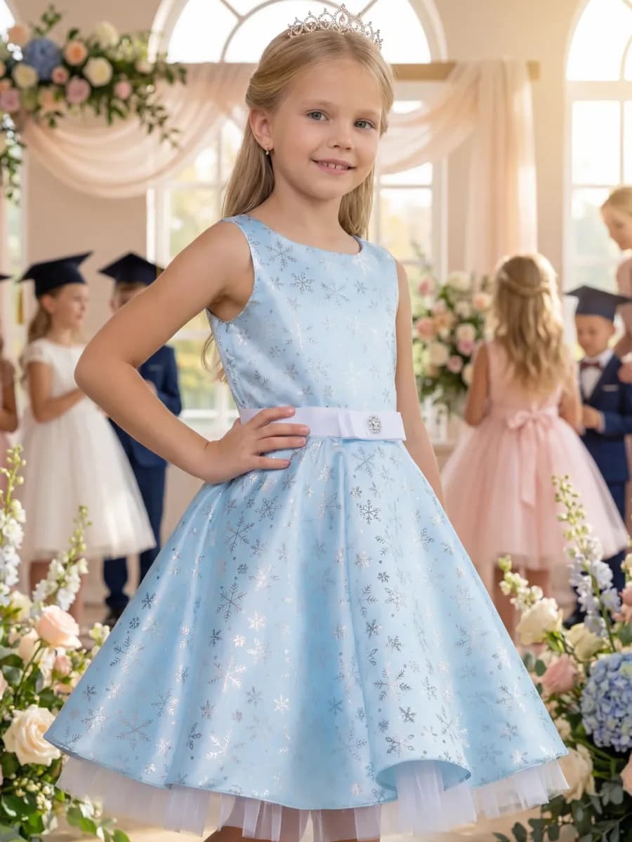 Платье нарядное новогоднее снежинки