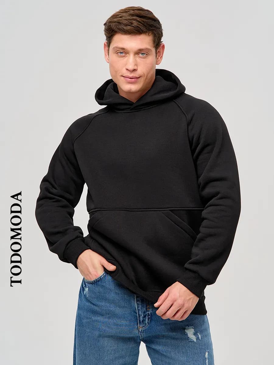 Толстовка мужская с капюшоном и начесом оверсайз