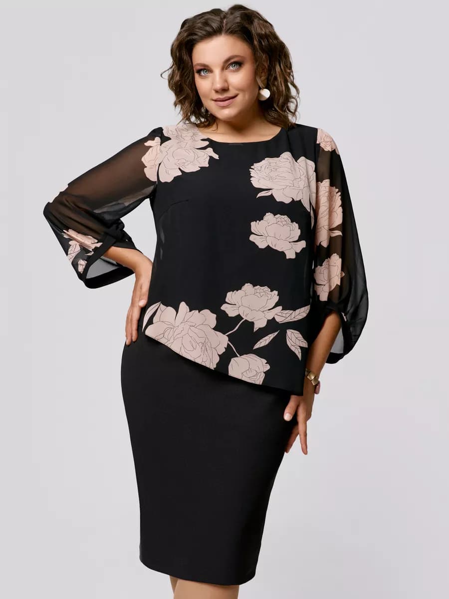 Платье нарядное трикотажное оверсайз в офис