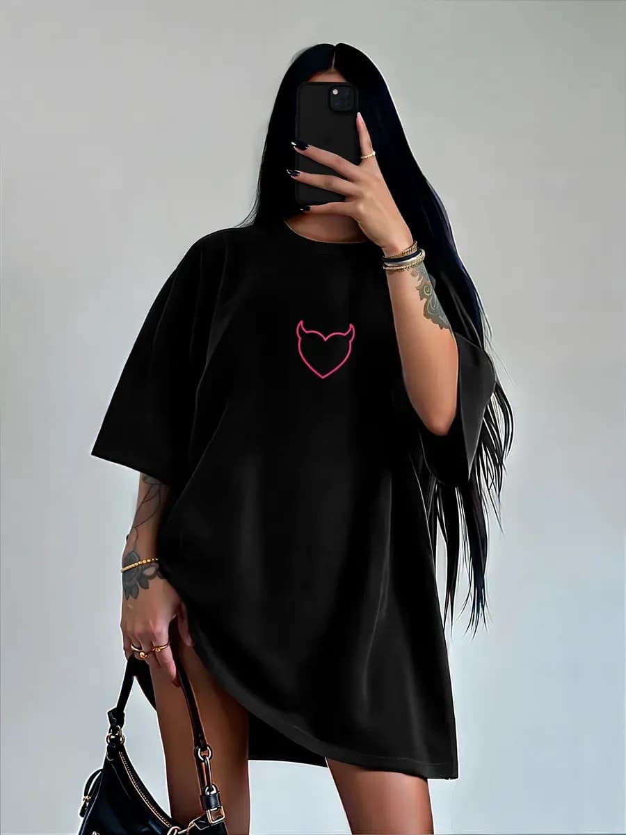 Футболка оверсайз хлопок светящийся принт повседневная - фото 1