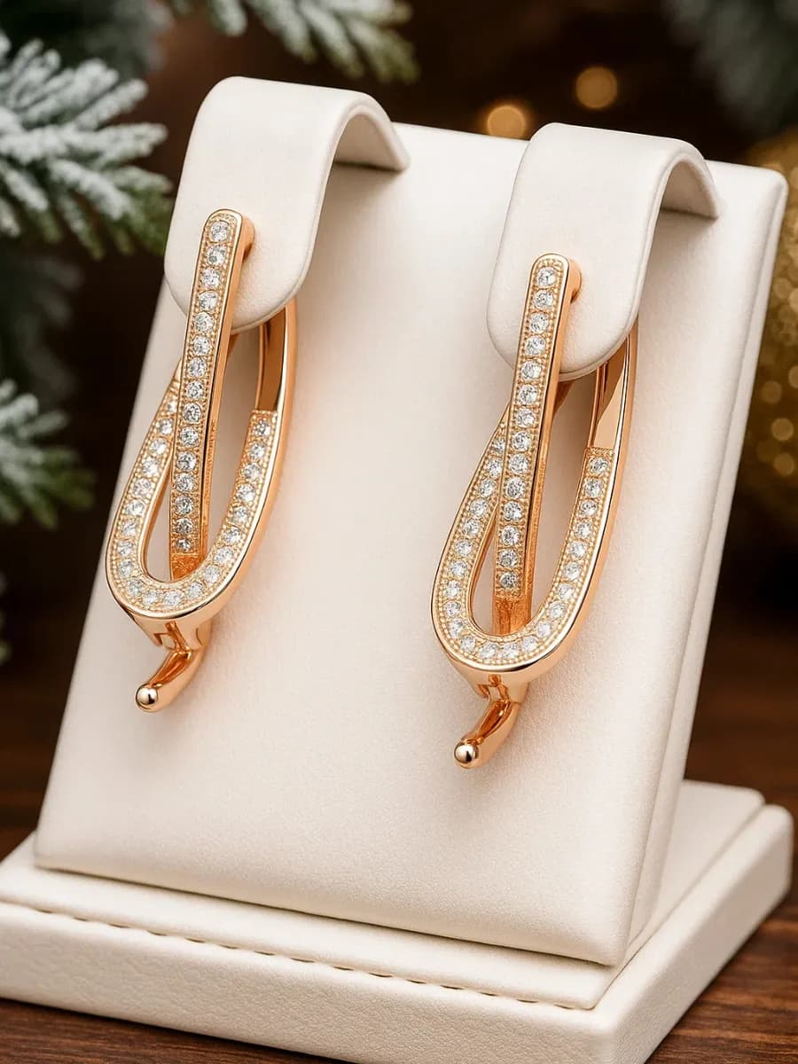 Серьги бижутерия позолоченные вечерние украшения