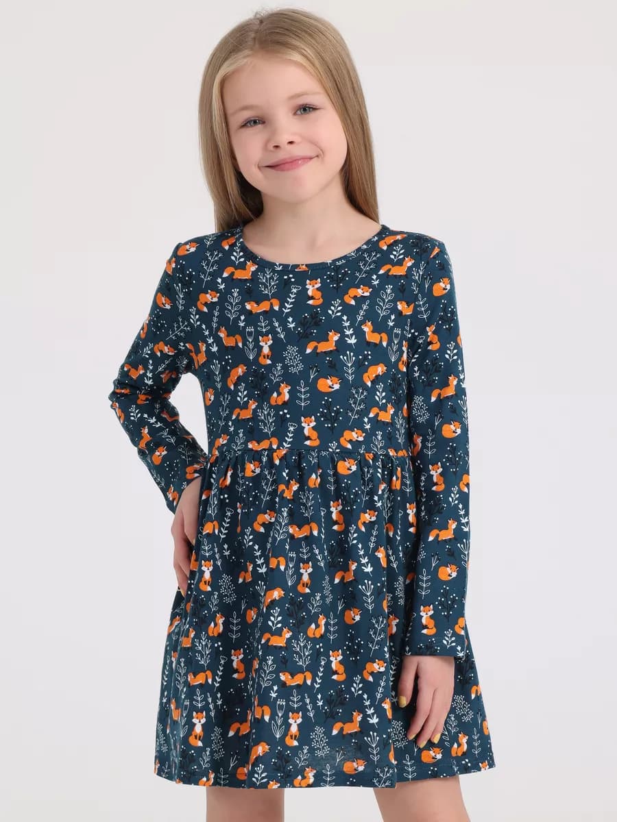 Платье в садик с длинным рукавом - фото 1