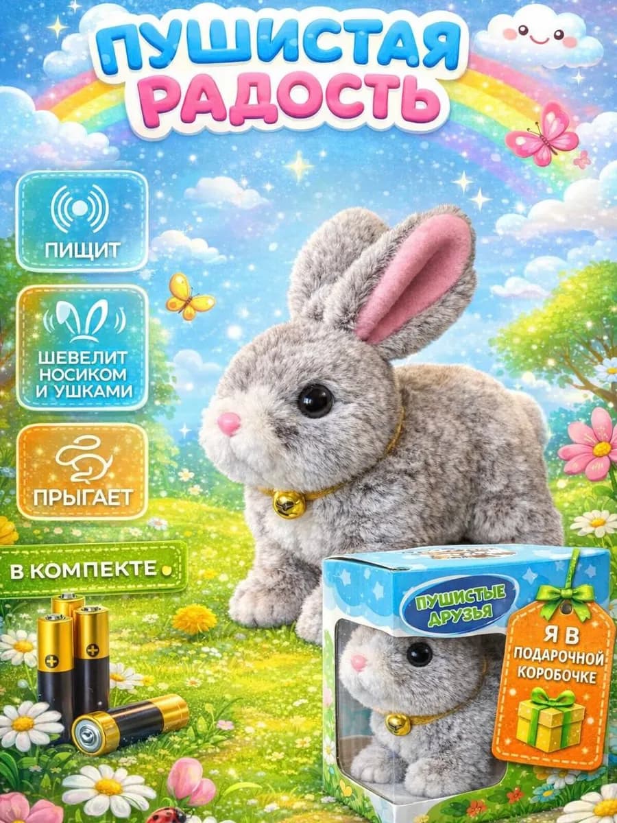 Интерактивный плюшевый зайчик игрушка для детей кролик