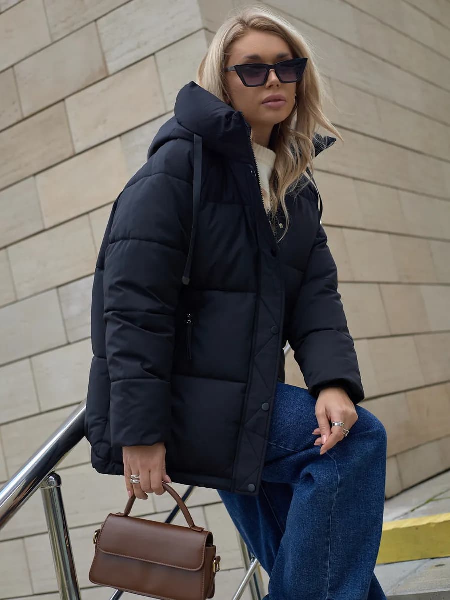 Куртка зимняя женская с капюшоном большие размеры, пуховик