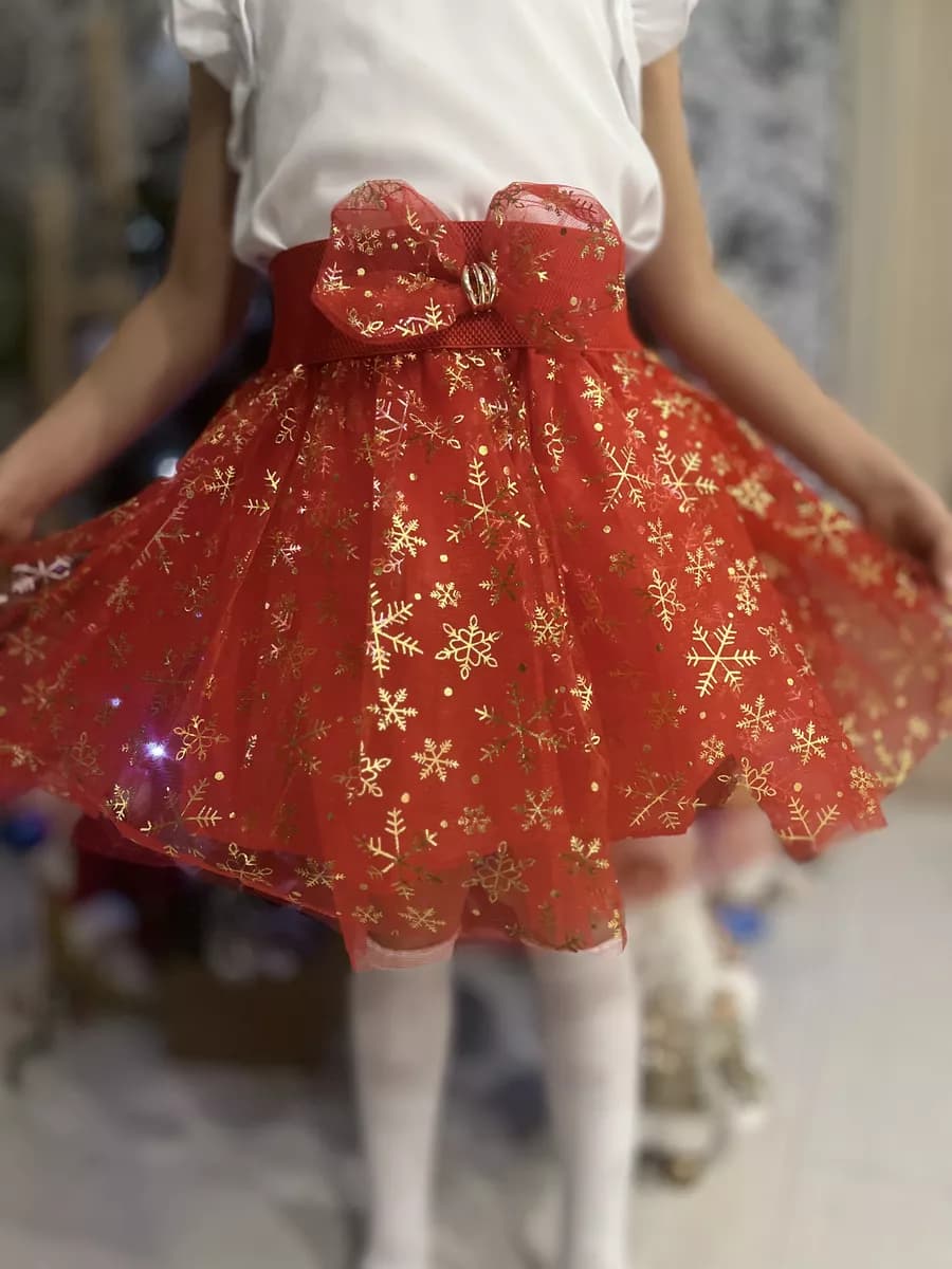 Юбка пачка снежинка с паетками новогодняя