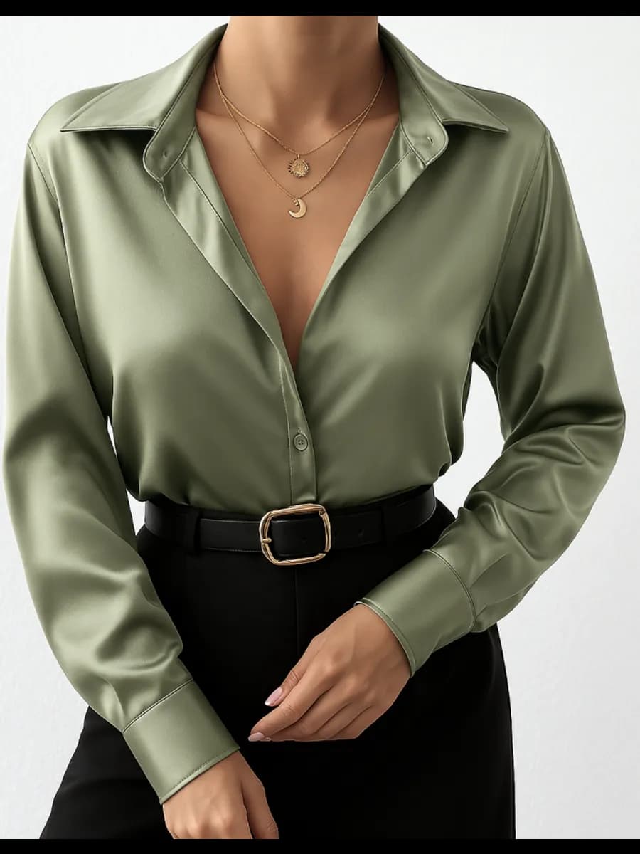 Рубашка нарядная шелковая атласная блузка