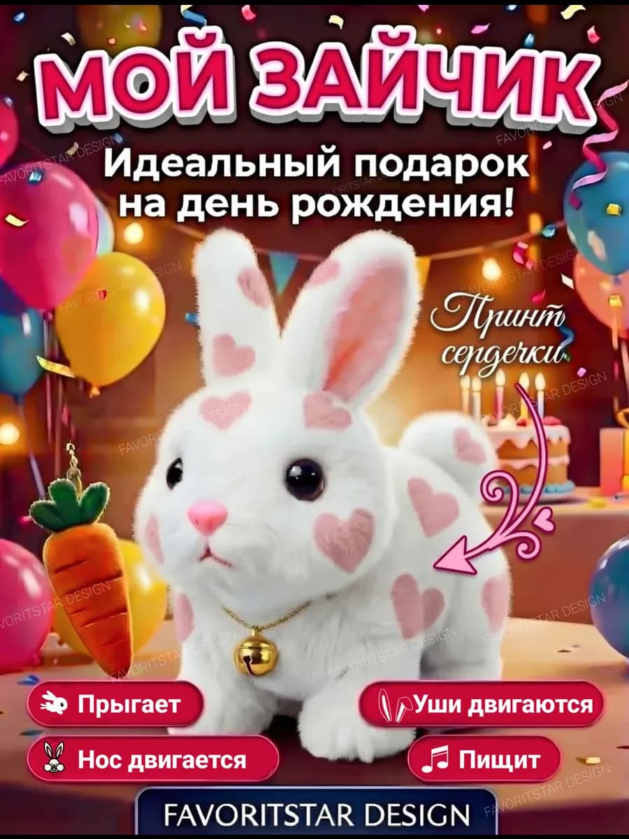 Интерактивная игрушка Зайка мягкая подарок для детей