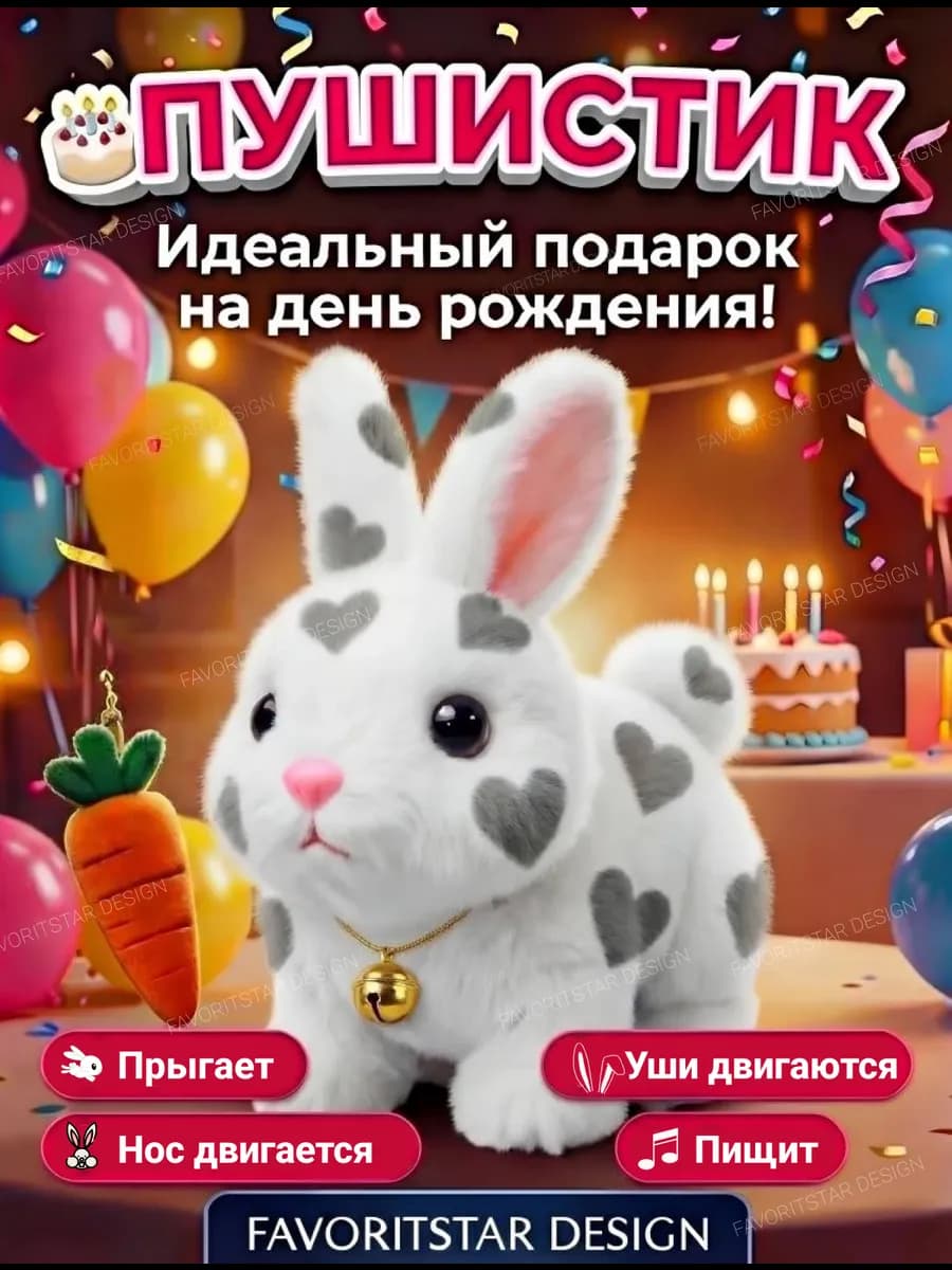Интерактивная игрушка Зайка мягкая подарок для детей