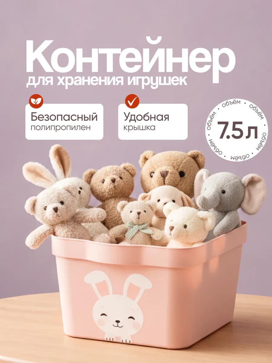 Контейнер с крышкой для игрушек 7,5 л