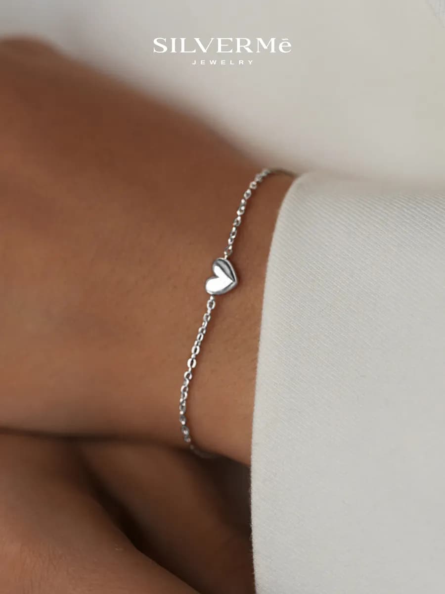 Браслет серебряный с сердечком серебро 925