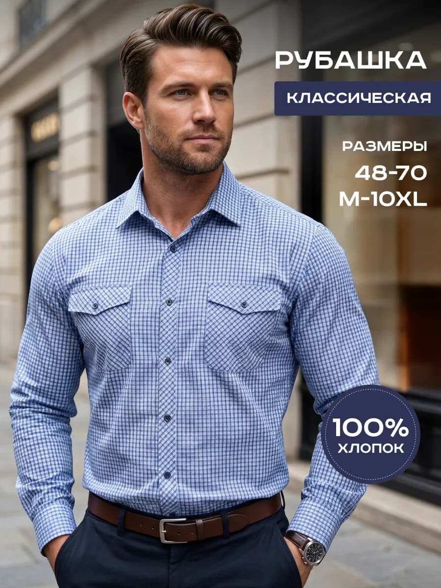 Рубашка классическая с длинным рукавом - фото 1